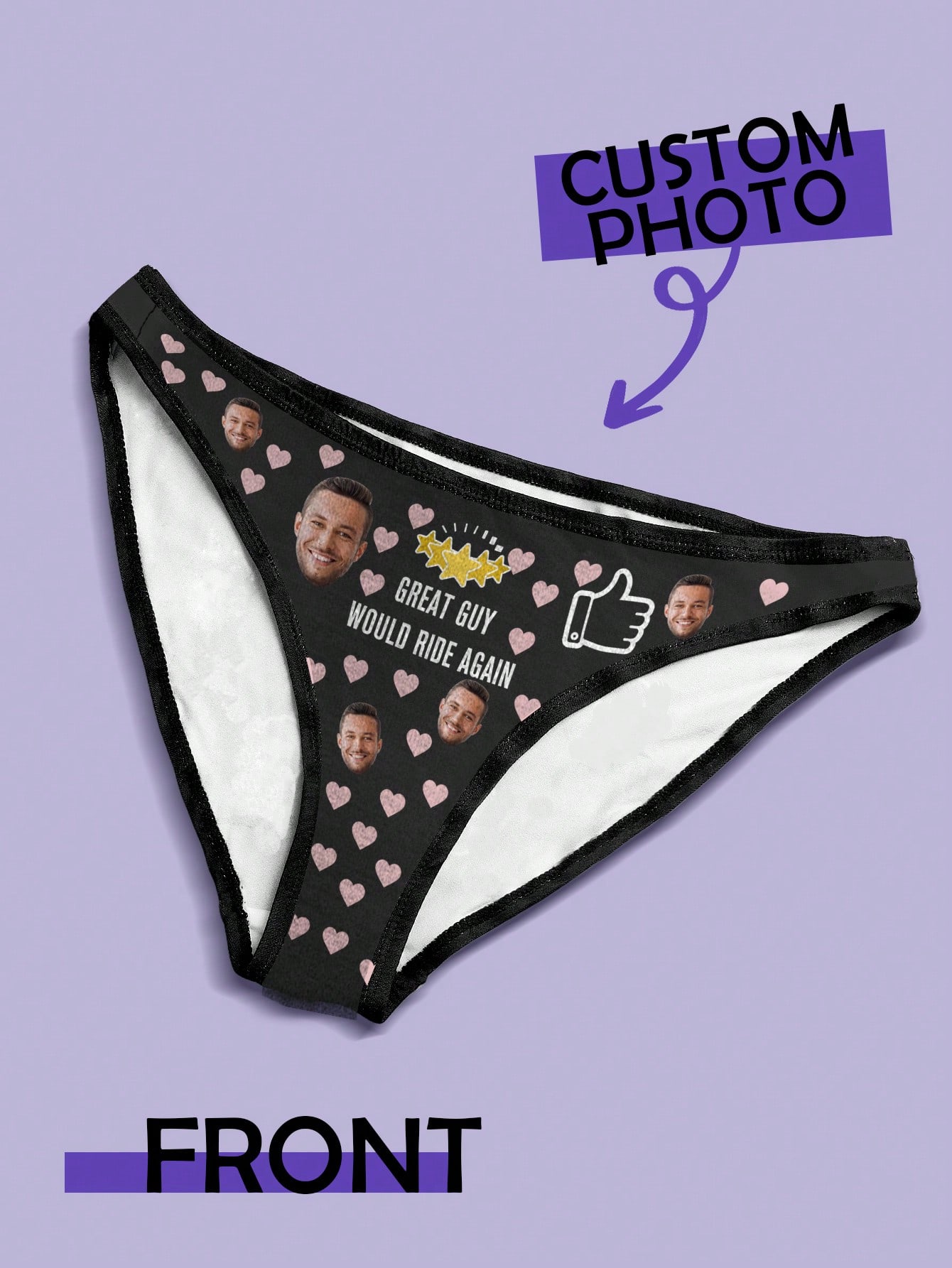 Cotton Candy Cone - Custom Face Thong For Her Personalized