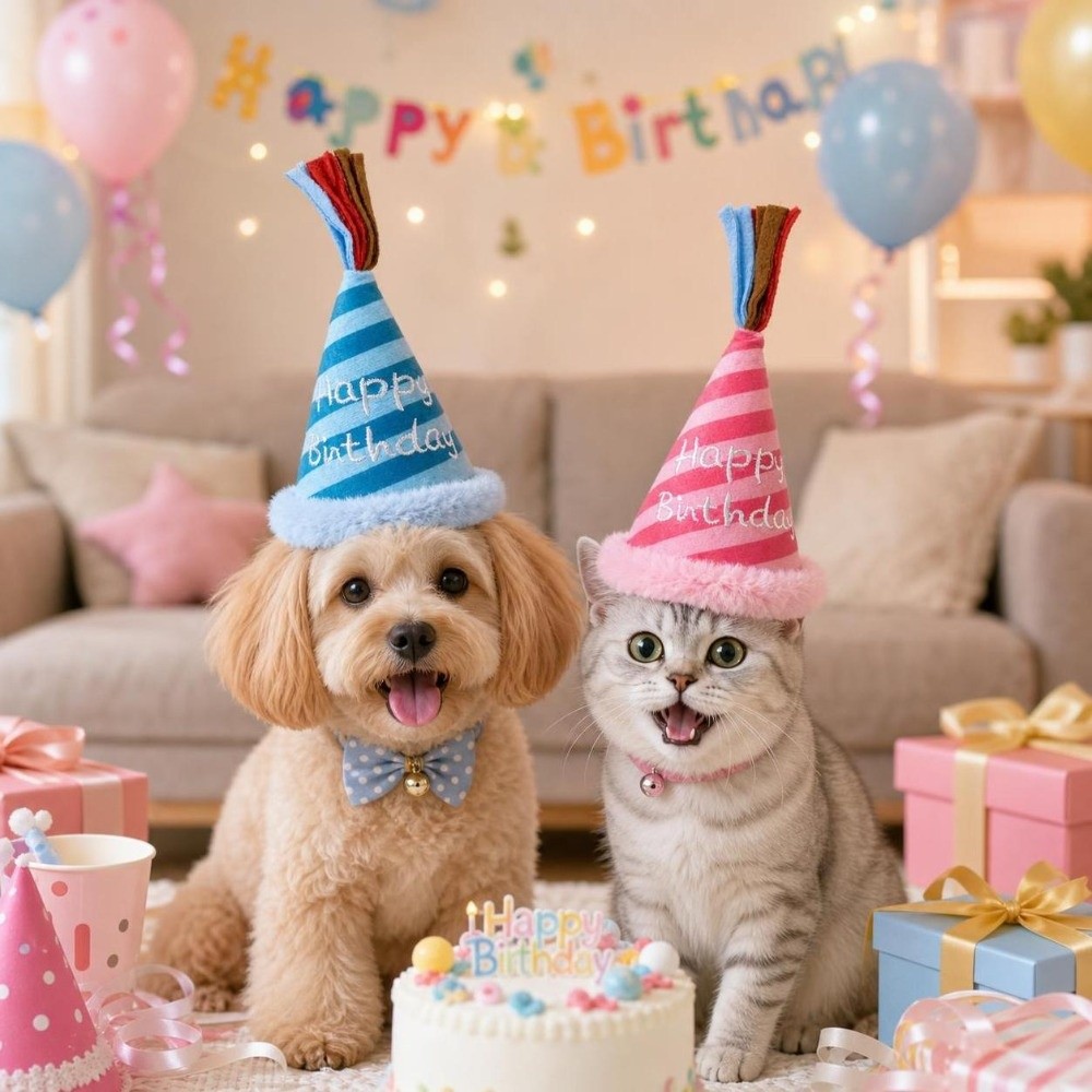Party Hat Cone - Fashion Adjustable Pet Birthday Hat Reusable