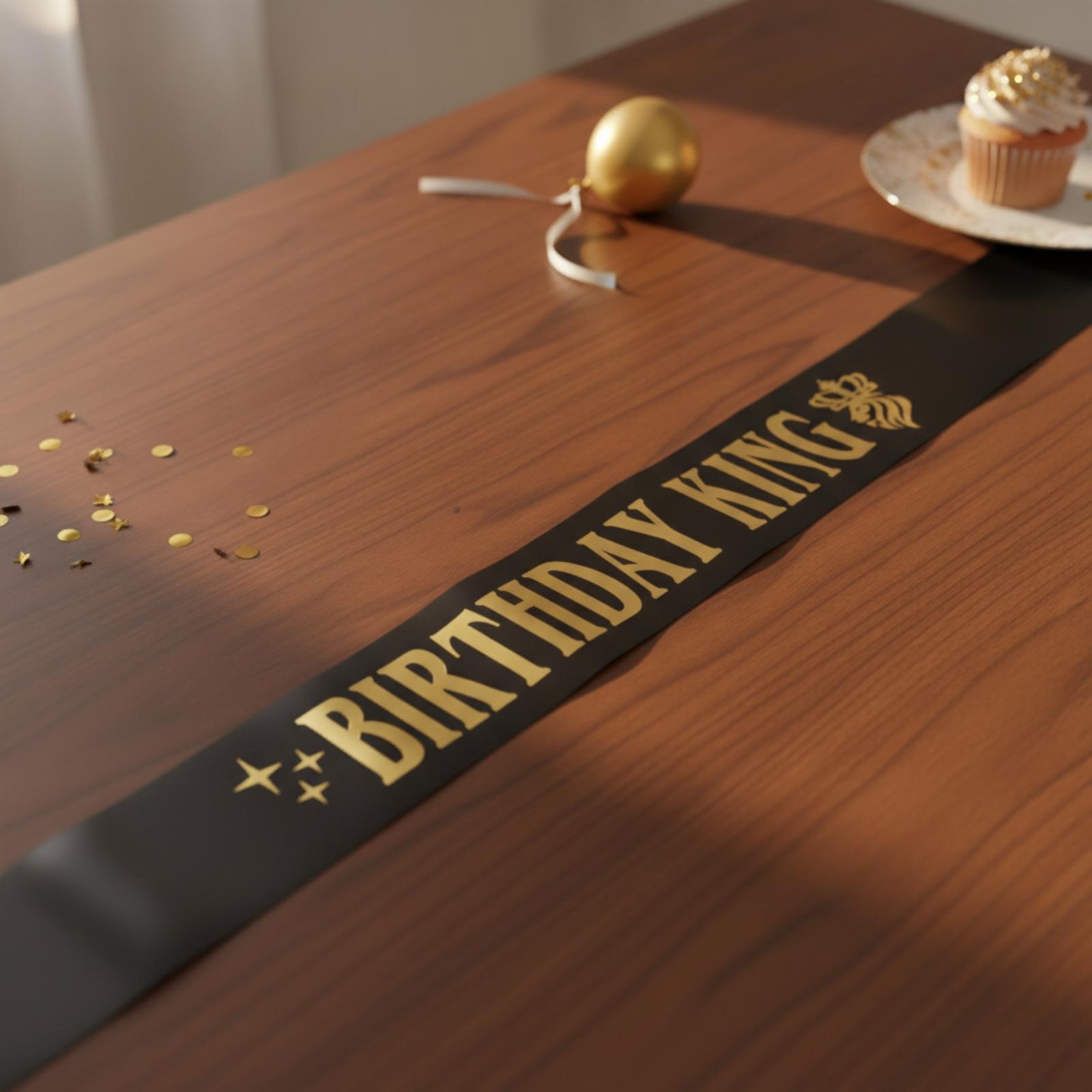 Birthday Sash Glitter - Birthday King Party Crown Glitter Fabric