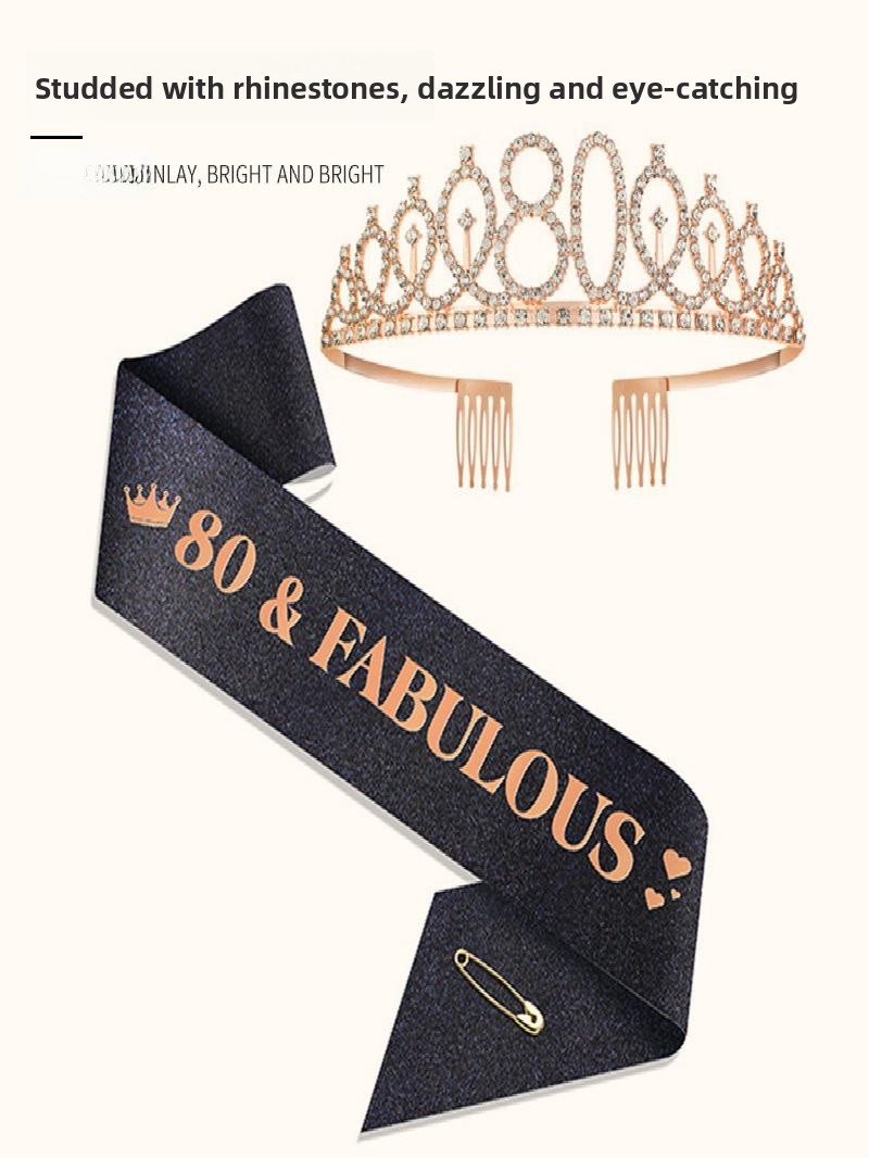 Champagne Gold Sparkle Crown S - Birthday Sash Glitter ulasan dan harga