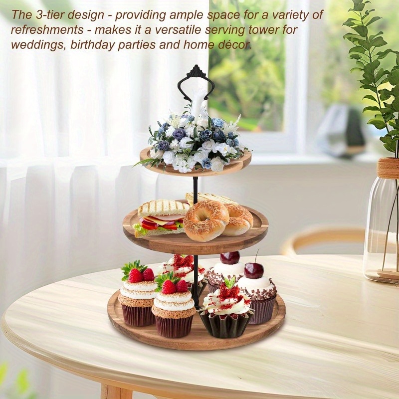 3Tier Cake Stand Acacia Wooden - Cupcake Stand Tier ulasan dan harga