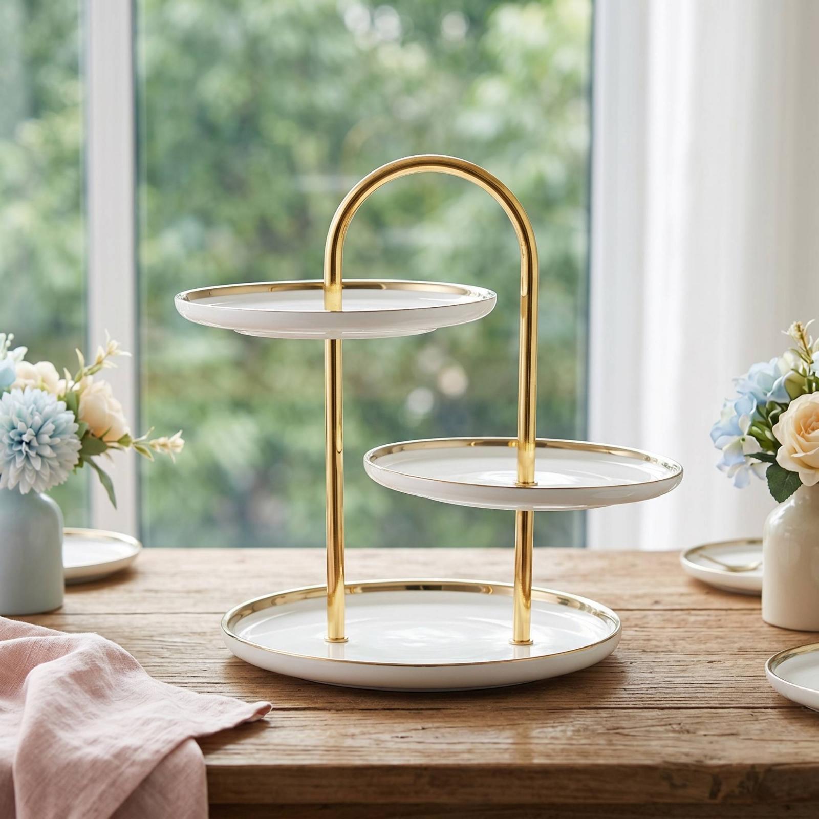 Tier Stand with Handle Ceramic - Cupcake Stand Tier ulasan dan harga