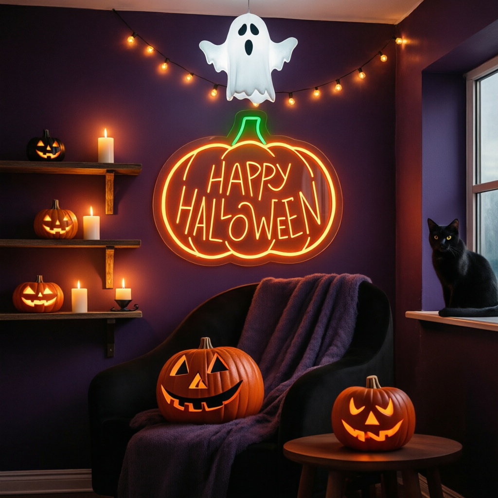 Halloween Neon Sign Custom Pum - Neon Sign Party ulasan dan harga