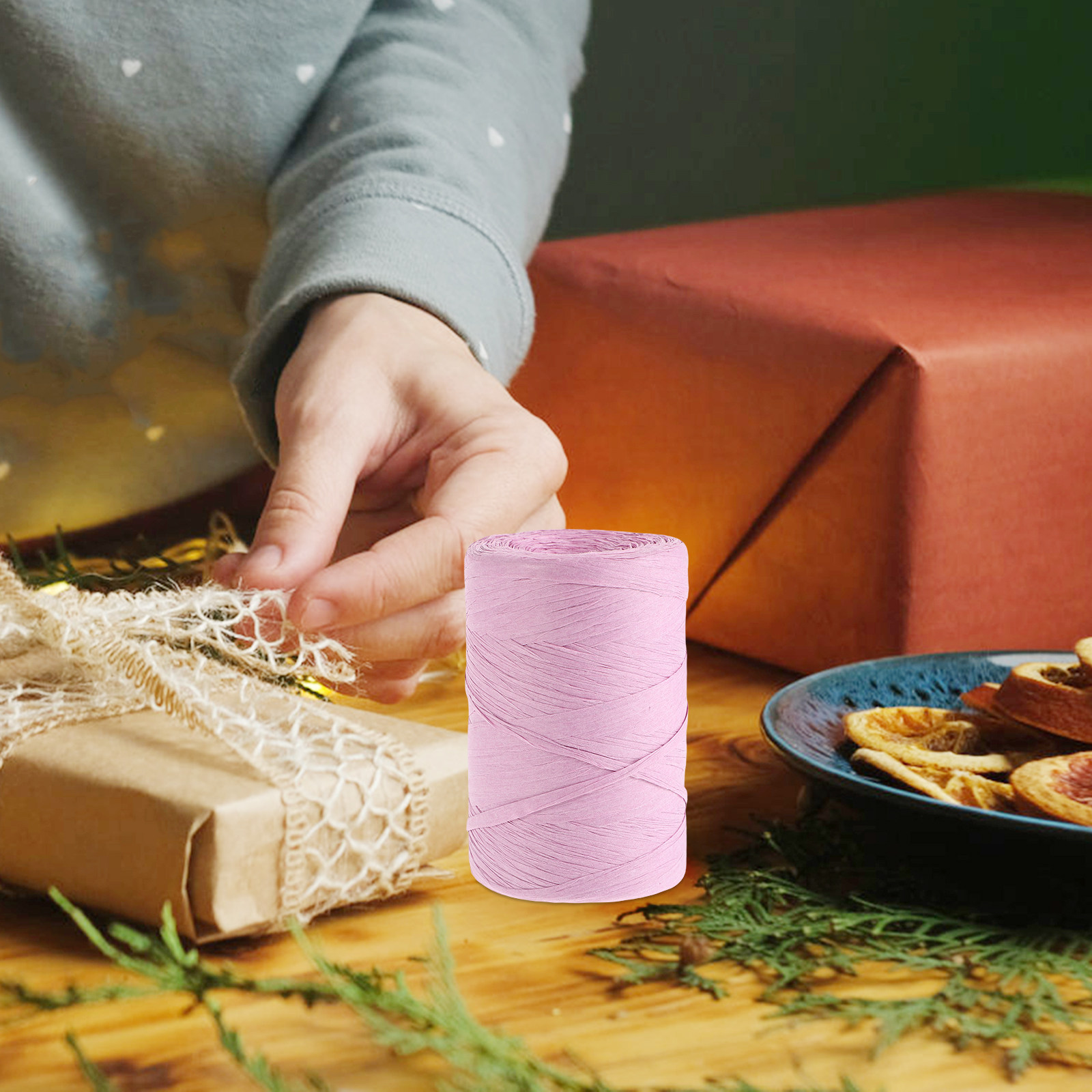 Raffia Paper String Flat Color - Papercraft Supply Ribbon ulasan dan harga