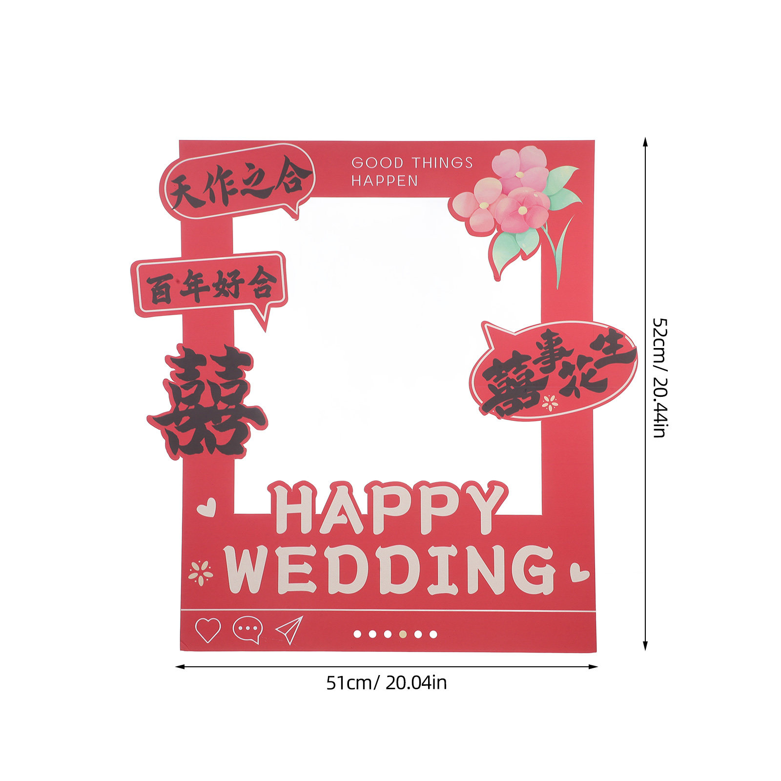 Red Chinese Wedding Photo Fram - Photo Booth Frame ulasan dan harga