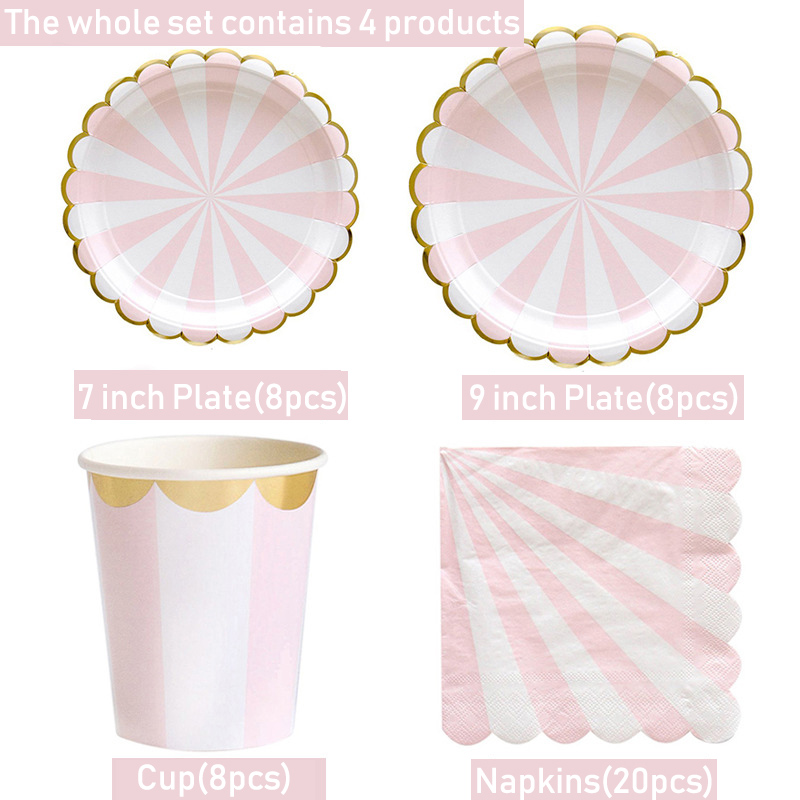 Striped Disposable Tableware P - Paper Straw Color ulasan dan harga