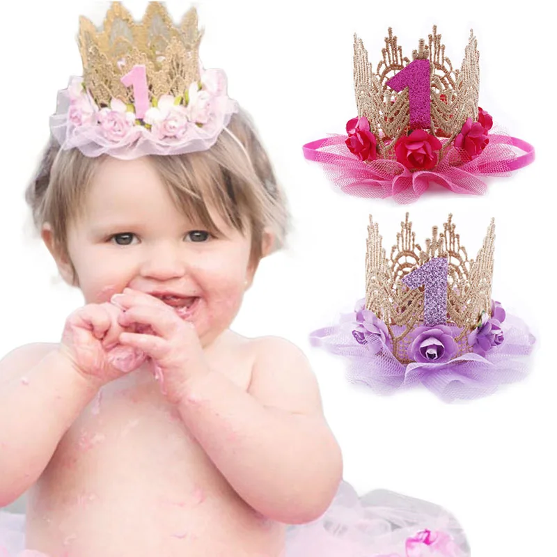 1st Birthday Crown Hat Flower  - Party Hat Cone ulasan dan harga